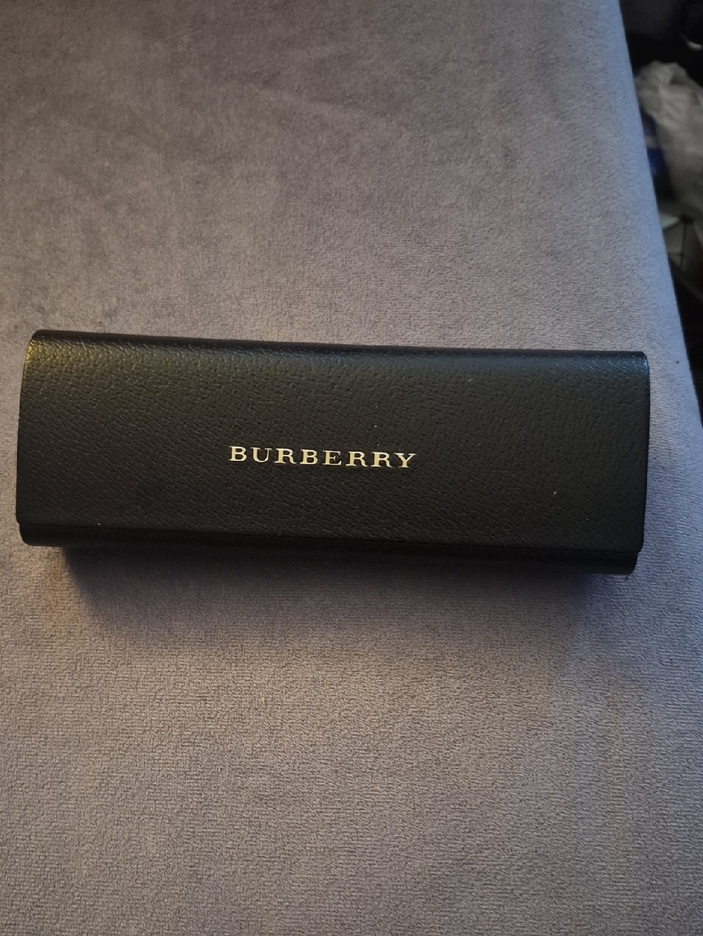 Burberry Black Leather Sunglass Case with Gold Logo